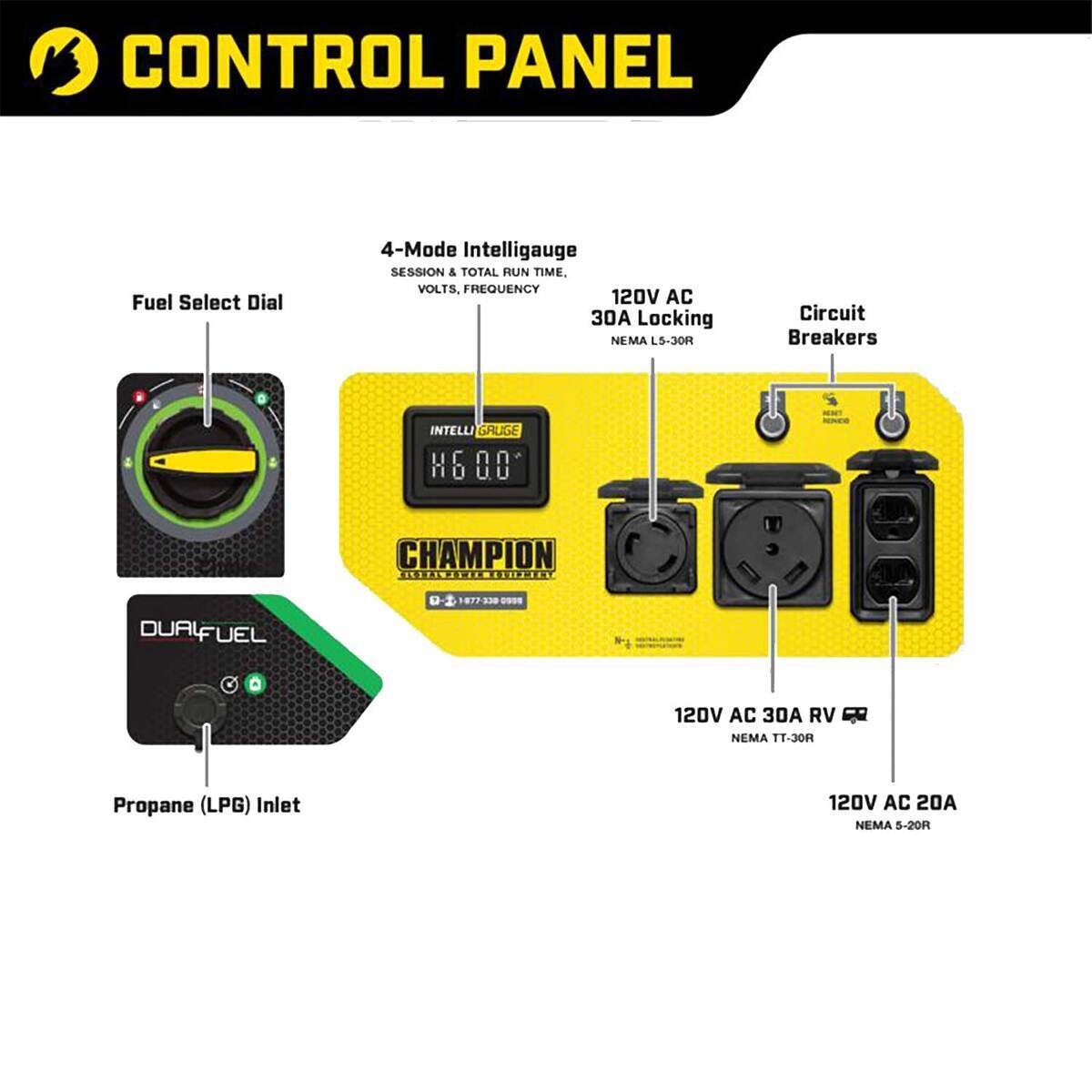 Champion 3500W Dual Fuel Generator with CO Shield - CA Compliant