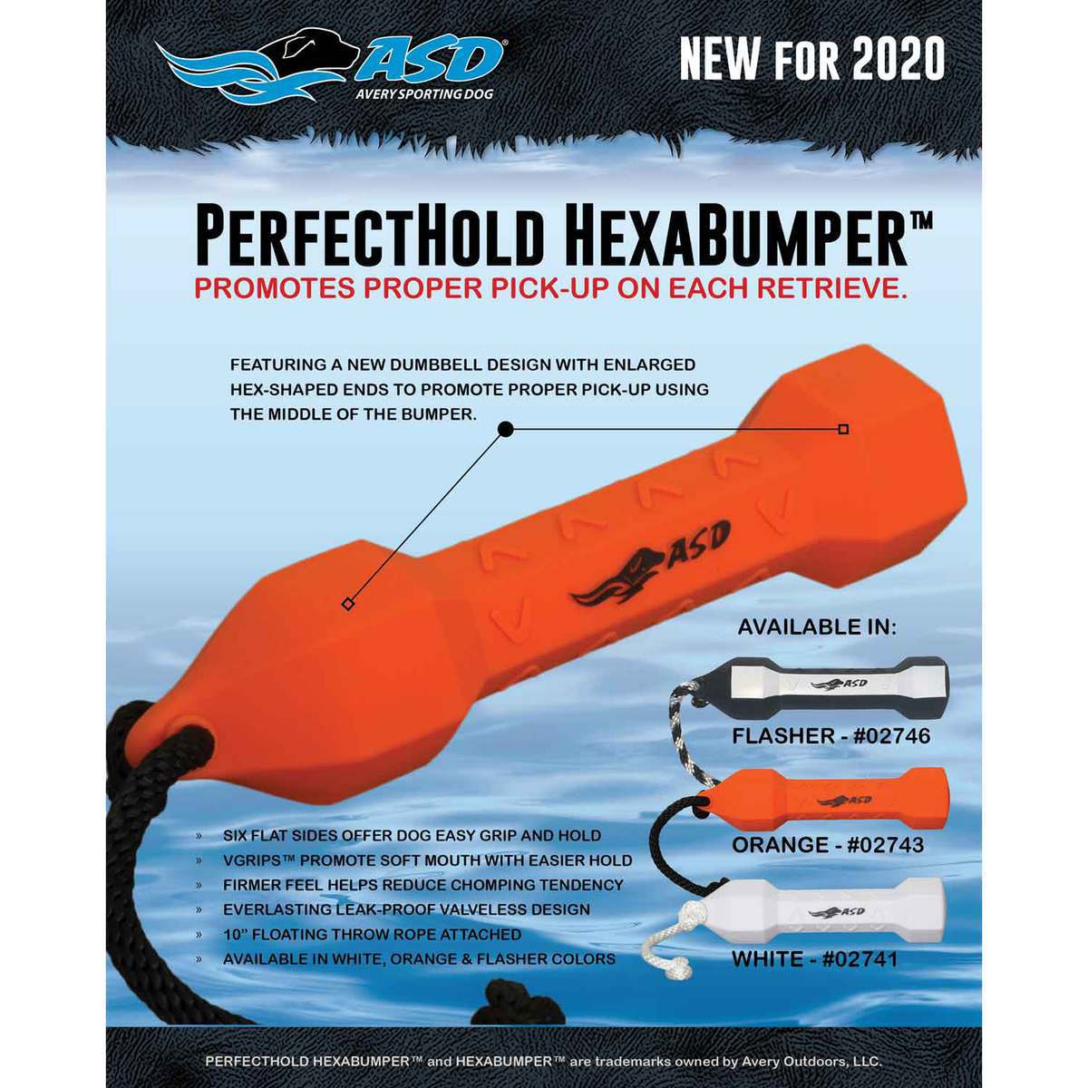 Avery Sporting Dog PerfectHold HexaBumper Dog Training Bumper - Orange